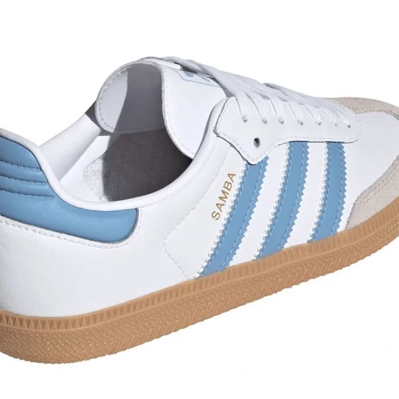 adidas Adidas Samba OG White Blue Gum Sole Sneakers | Youth 7Y / Women’s 8.5 NEW - Picture 11 of 12